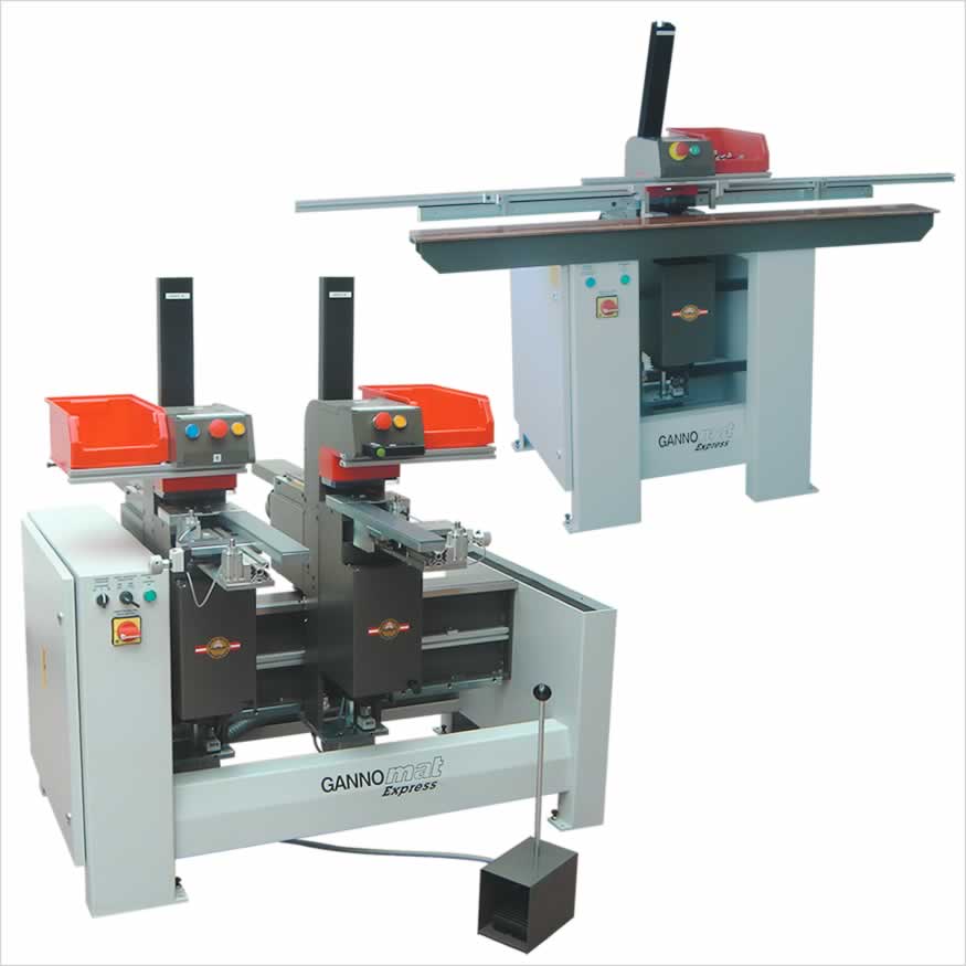Hardware drill and insertion machine with magazine feeding for Read To Assemble RTA fittings as well as for Knock Down KD connecting fittings - GANNOMAT Express RTA